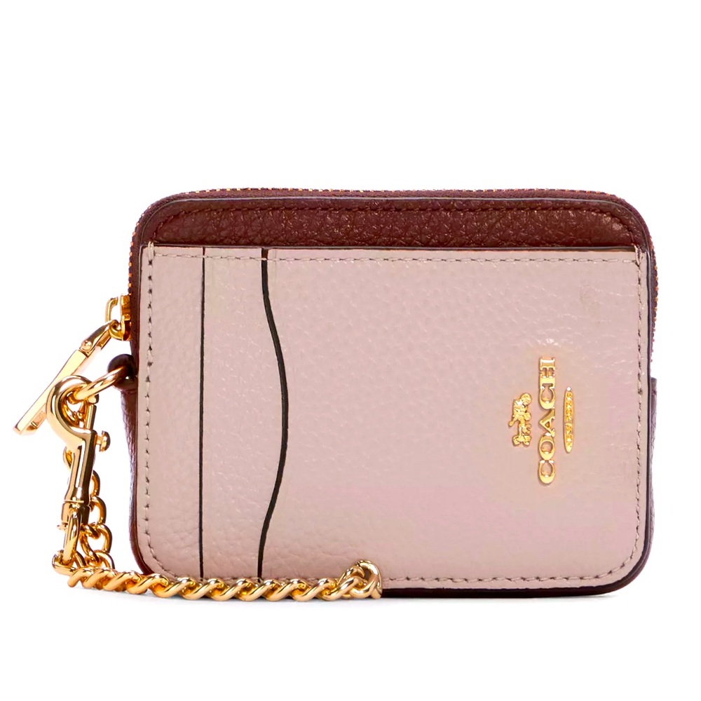 COACH Zip Card Case Mauve Cranberry